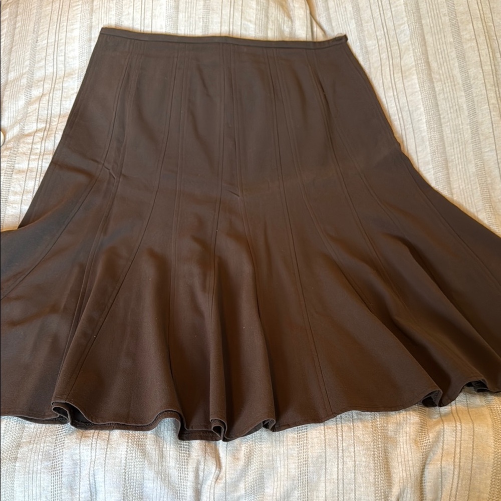 Sharagano Brown Knee-Length Fit and Flare Skirt
